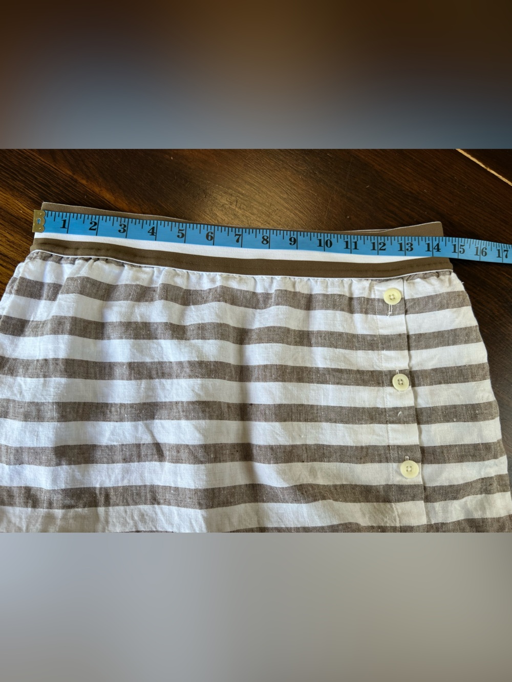 J Jill Love Linen Maxi Skirt Womens Petite S Elastic Waist Striped Button Pocket - Picture 9 of 12